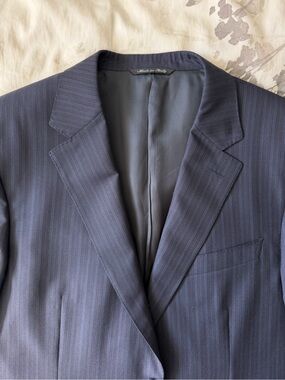 Canali Navy Pinstripe Suit Jacket Sport Coat Blazer 100% Wool Italian